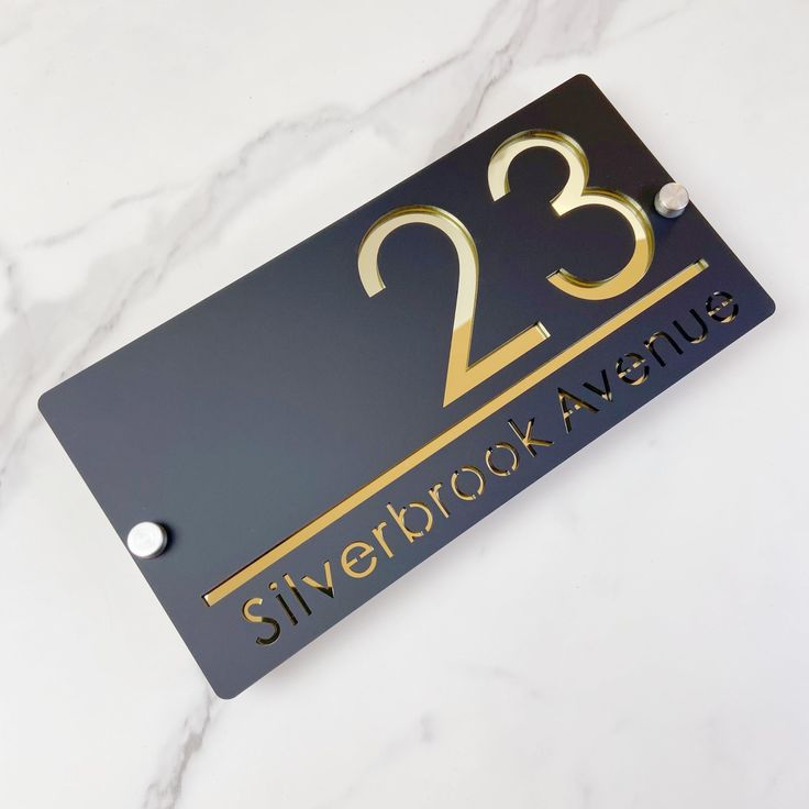 Elegant Black & Gold House Name Plate