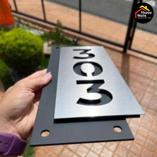 Vertical Double Acrylic House Name Plate