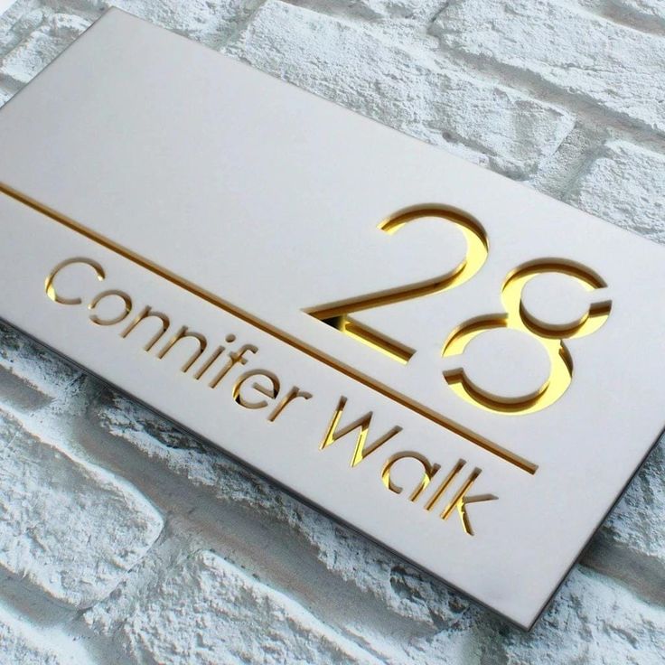 White Golden House Name Plate